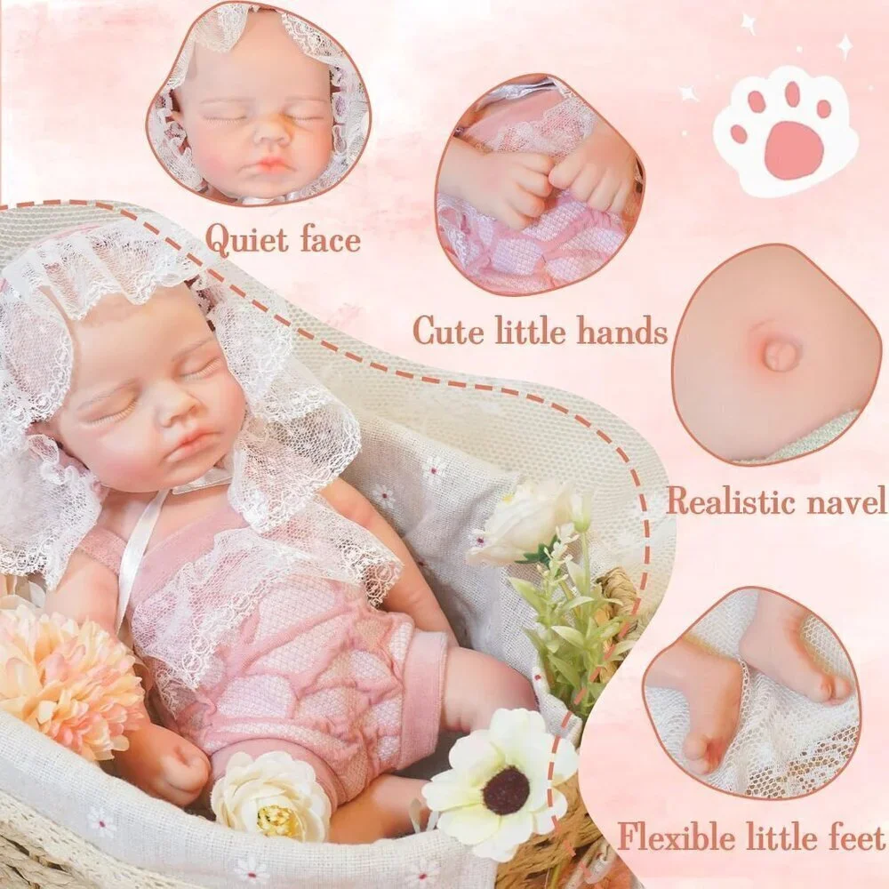 12.21 in Full Silicone Reborn Ivory Baby Girl Dolls Lifelike 2.42LB Weight Baby